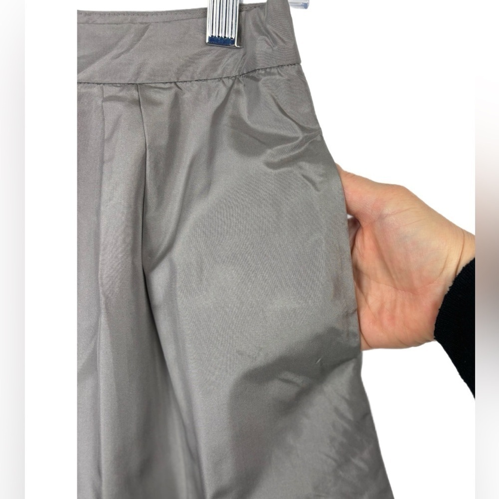 J Crew Factory Pleated Silk Metallic Gray Mini Skirt Sz 2 Holiday Wedding NWT - Picture 2 of 9